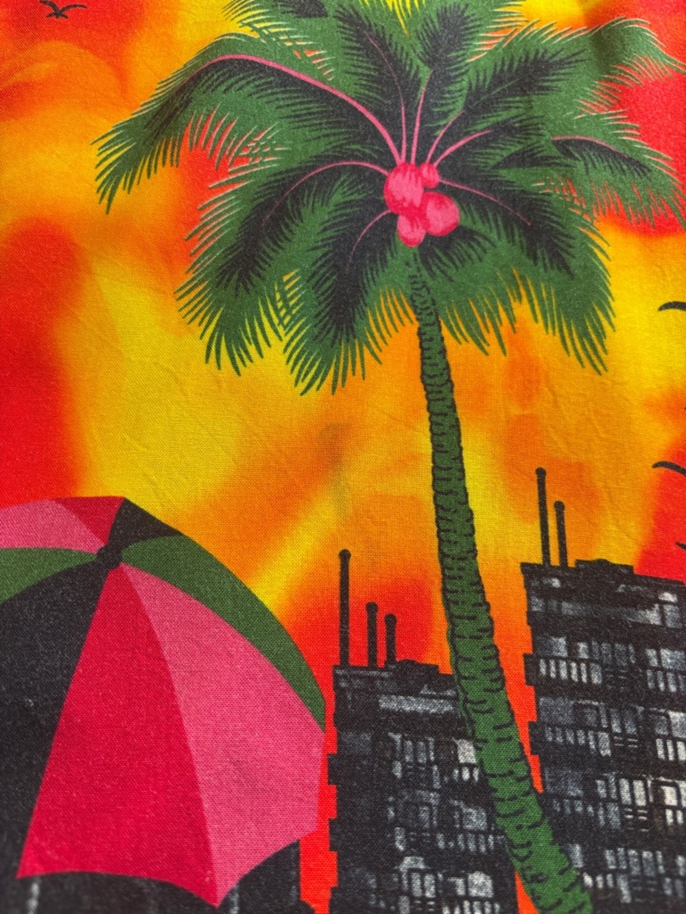 MSGM Red and Yellow Tropical Palm Print Button-Down Shirt - Picture 9 of 9